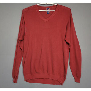 T‎ Harris Sweater Mens Large Red V Neck Pullover Made Italy Cotton Modal Knit